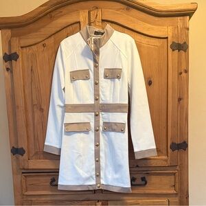 Blithe Elegant White and Tan Women's Dress or Coat